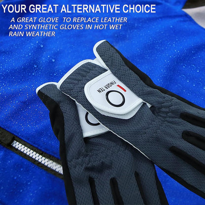 FINGER TEN Men's Golf Glove Rain Grip 1 Pack Left Right Hand Hot Wet Weather No Sweat