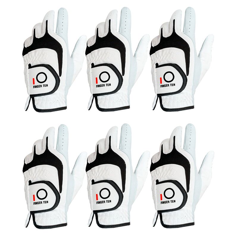 golf handschuhe herren Herren-Golfhandschuhe aus Leder, Allwetter-Griff, 6er-Pack – FINGER TEN