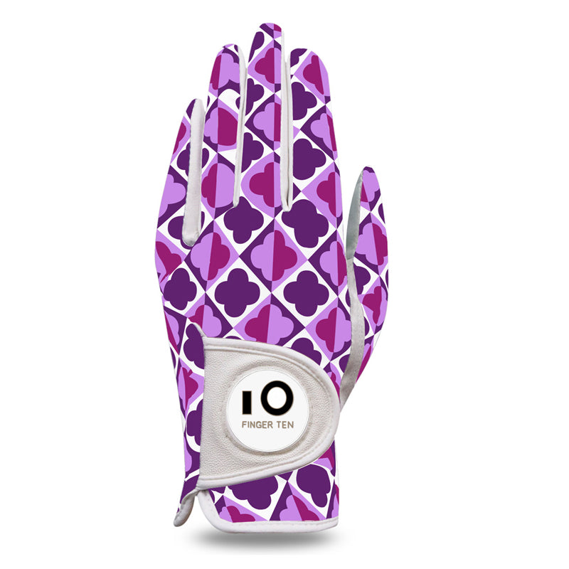 Golf Gloves Women Full Finger Leather with Ball Marker 1 Pack
