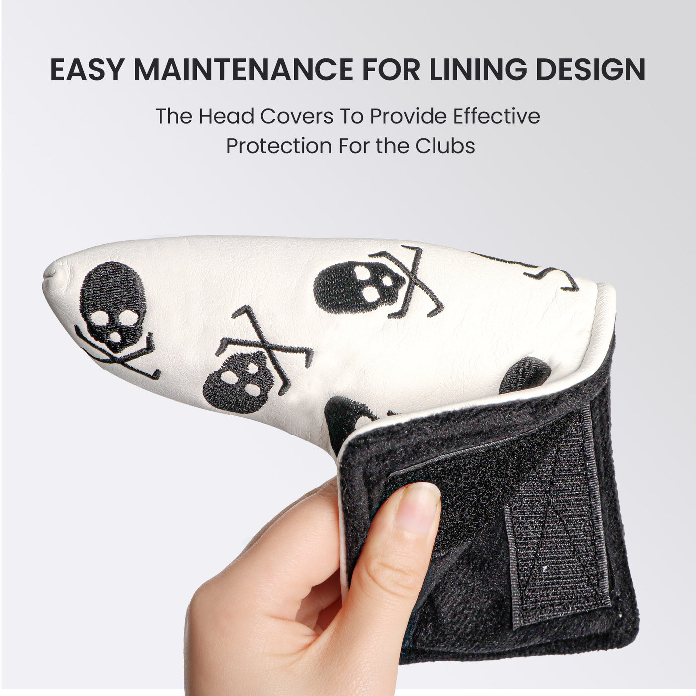 Housses de protection imperméables pour putter de golf Skull s'adaptent à la plupart des putters à lame 