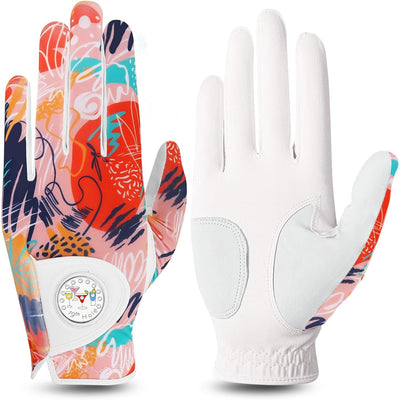 Golf Gloves Women Orange Full Finger 1 Pack