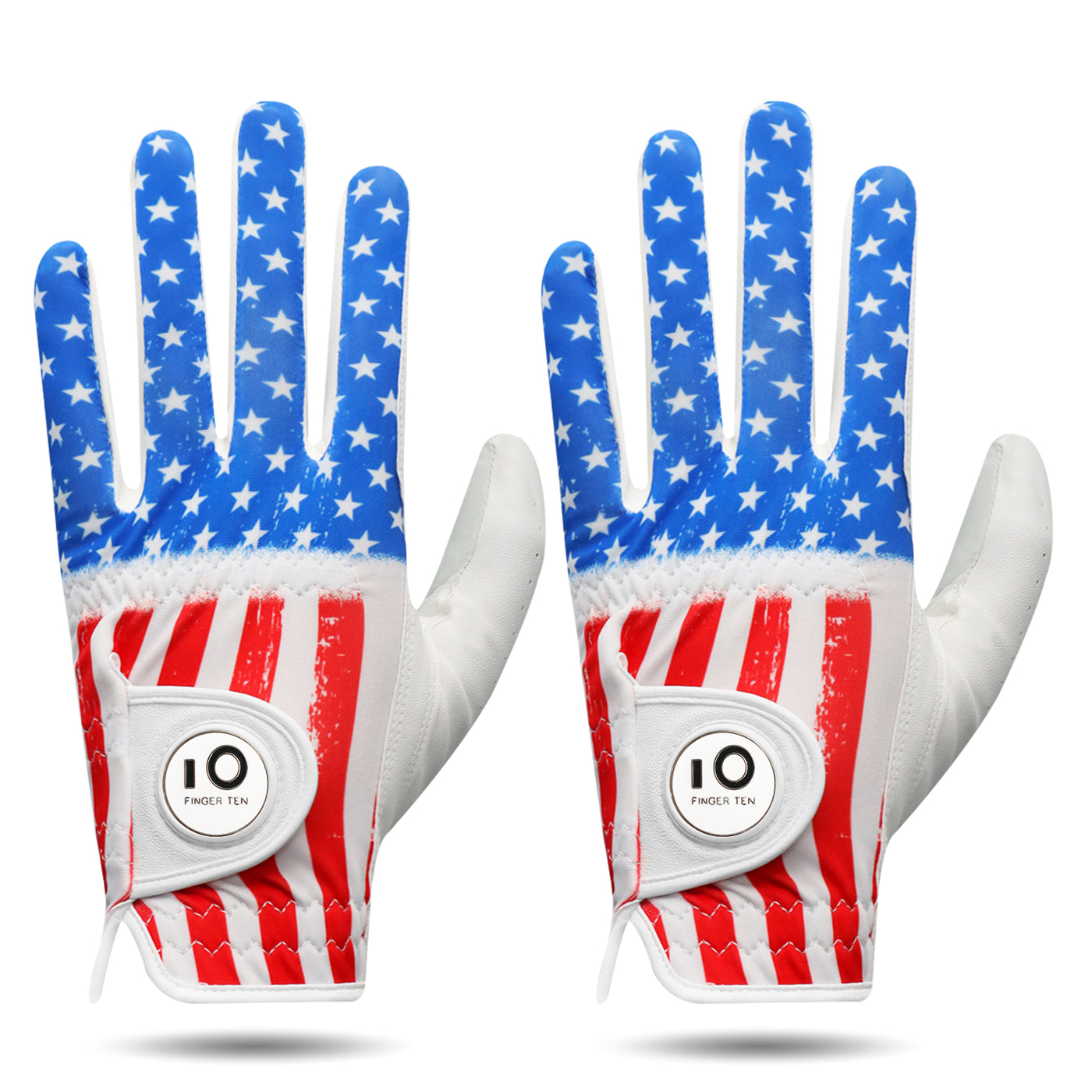 Lot de 2 gants de golf en cuir pour homme avec drapeau américain 