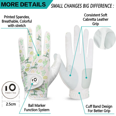 Men's Golf Gloves White Palm All Weather Grip Value 2 Pack