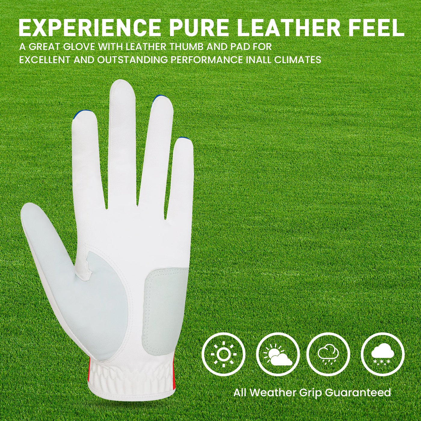 Men's Golf Gloves White Palm All Weather Grip Value 2 Pack