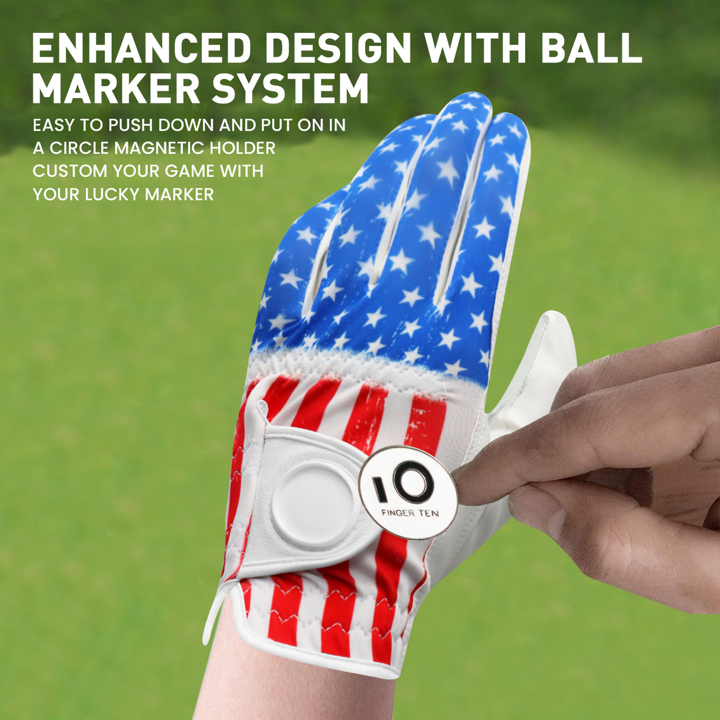 Golf Gloves Men USA Flag Value 2 Pack Leather