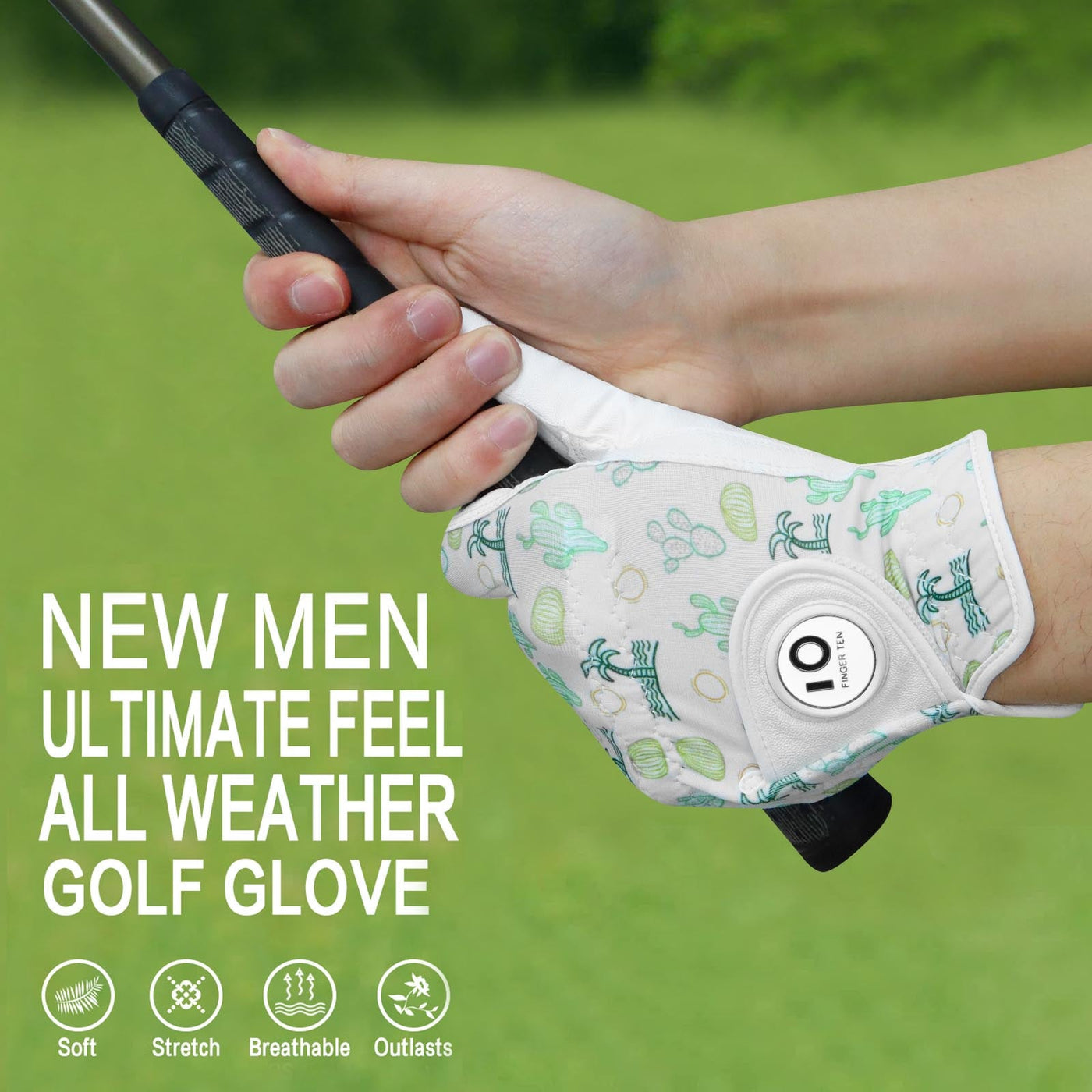 Men's Golf Gloves White Palm All Weather Grip Value 2 Pack