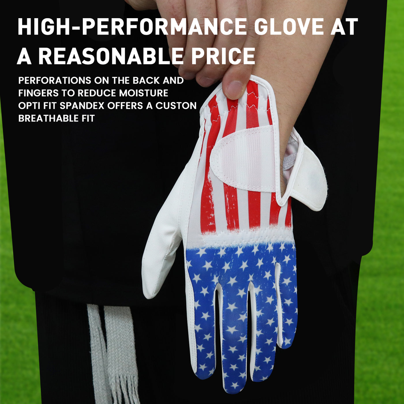 Golf Gloves Men USA Flag Value 2 Pack Leather