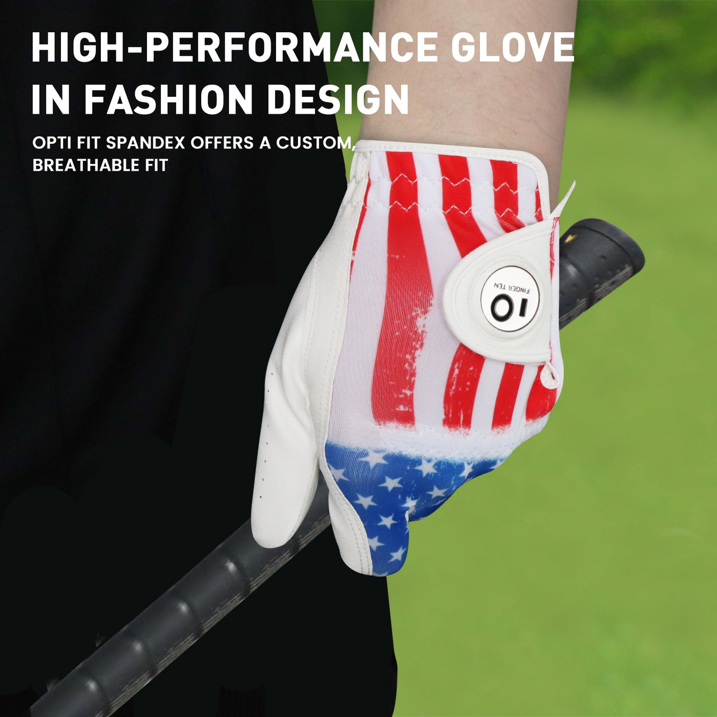 Lot de 2 gants de golf en cuir pour homme avec drapeau américain 