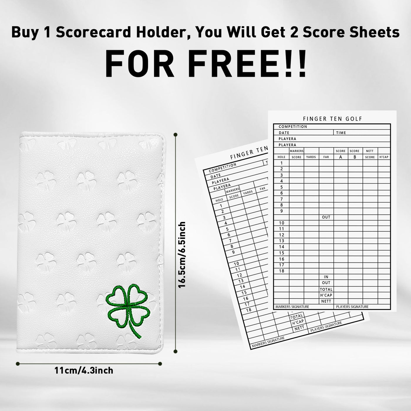 Golf Scorecard Holder Leather Yardage Books Cover Clover