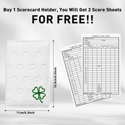 Golf Scorecard Holder Leather Yardage Books Cover Clover