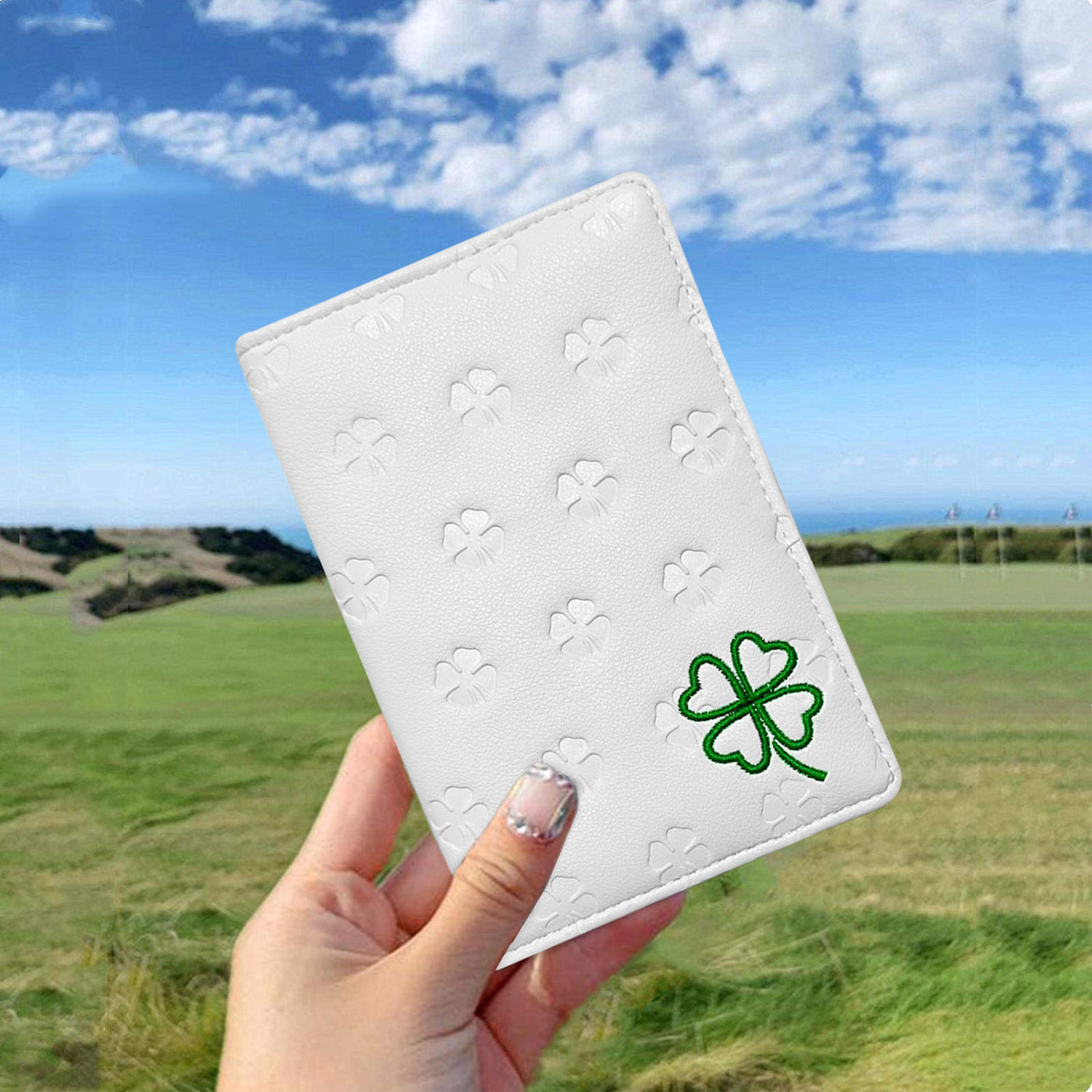 Golf Scorecard Holder Leather Yardage Books Cover Clover