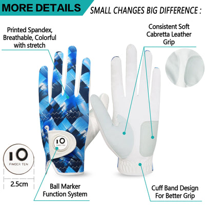 Men's Golf Gloves Blue Diamond All Weather Grip Value 2 Pack