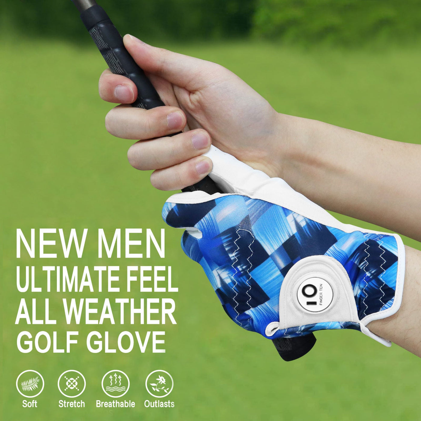 Men's Golf Gloves Blue Diamond All Weather Grip Value 2 Pack