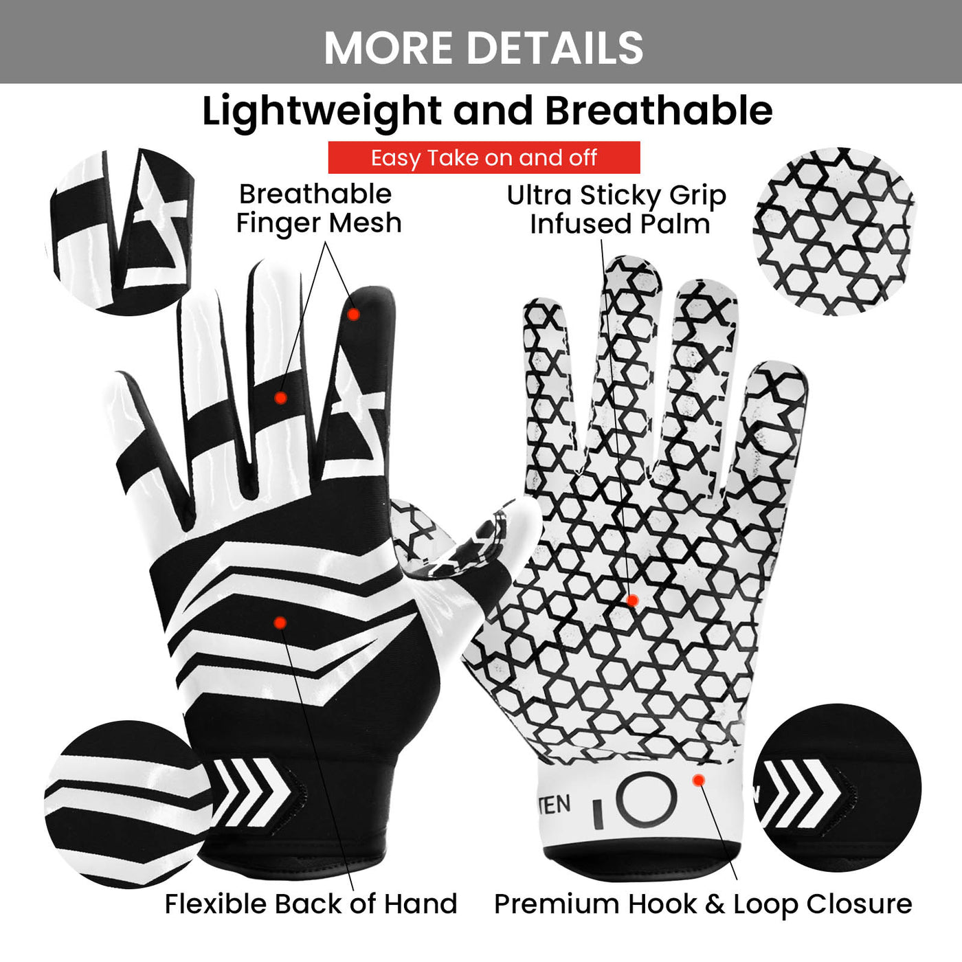 Football Gloves Youth Pro 2.0 Non-Slip Palm Receivers