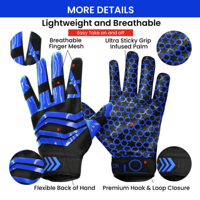 Football Gloves Youth Pro 2.0 Non-Slip Palm Receivers