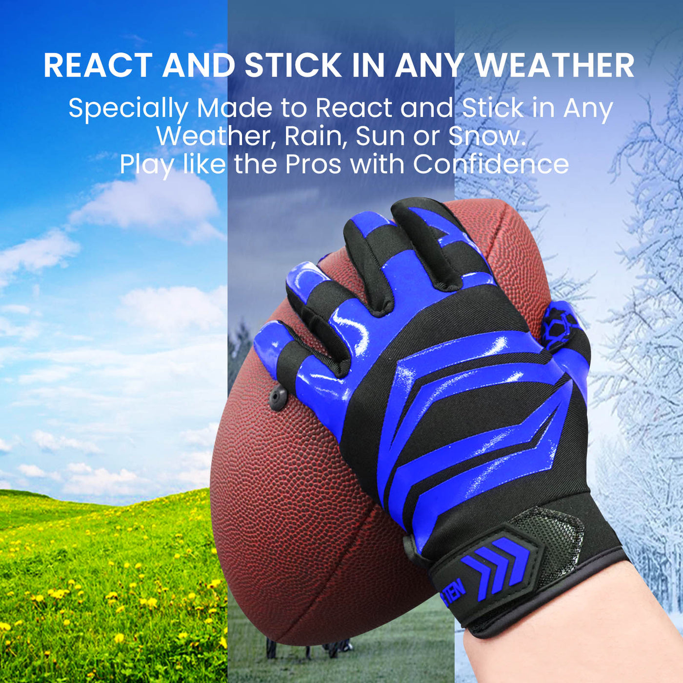 Football Gloves Youth Pro 2.0 Non-Slip Palm Receivers