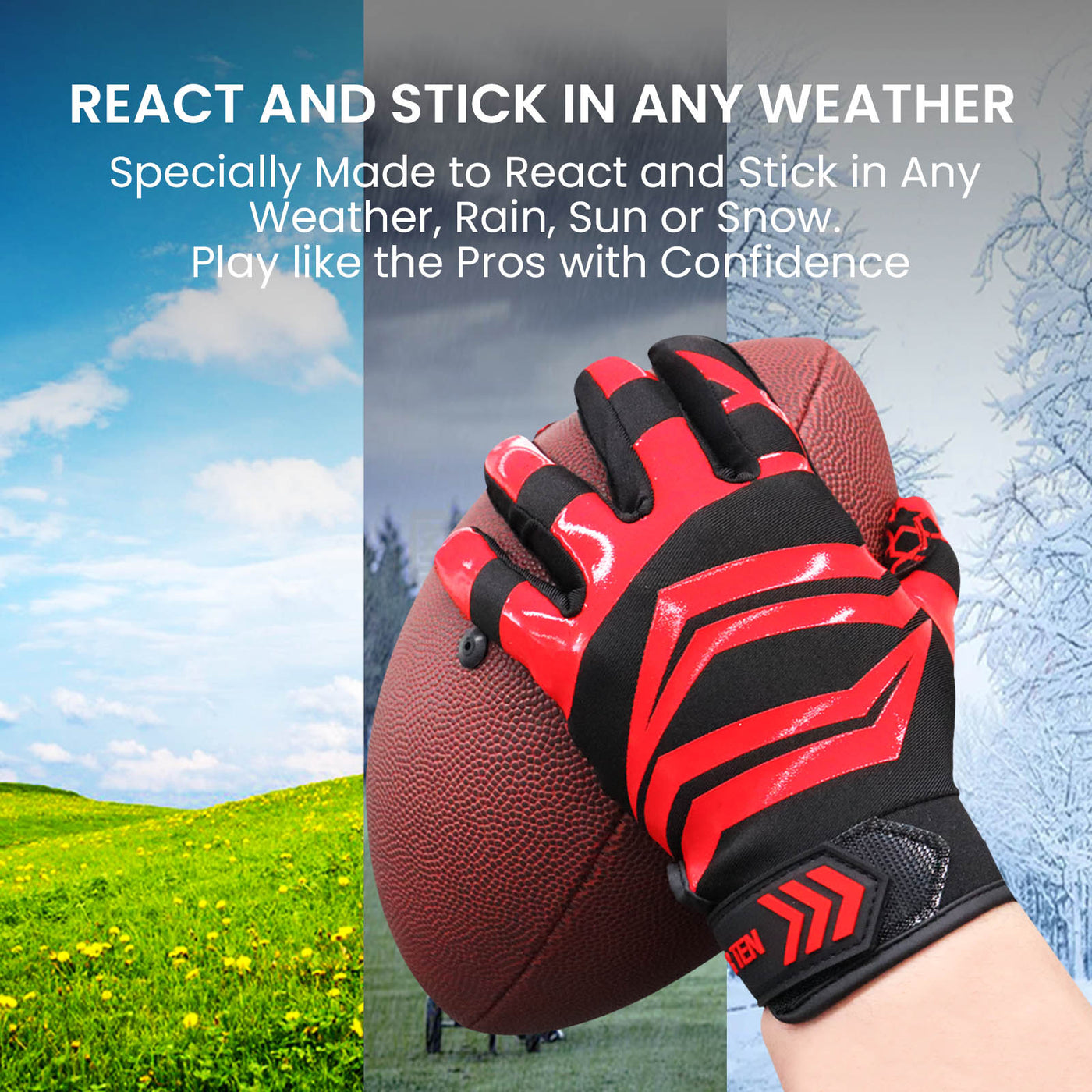 Football Gloves Youth Pro 2.0 Non-Slip Palm Receivers