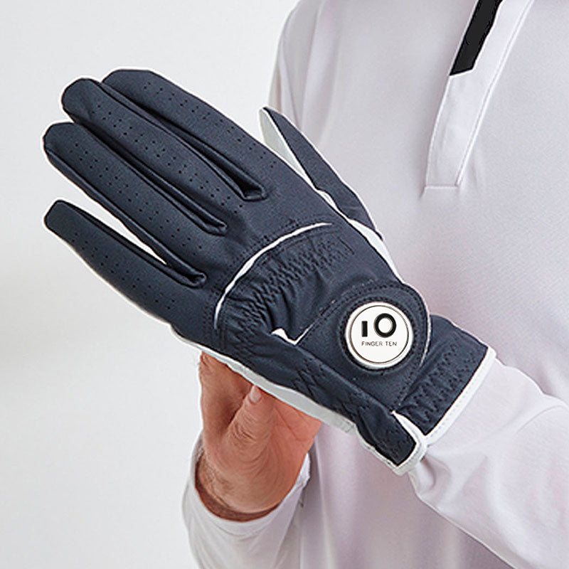 Lot de 2 gants de golf en cuir coloré pour homme avec marqueur de balle