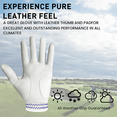 Golf Gloves Men Colourful Leather with Ball Marker 2 Pack