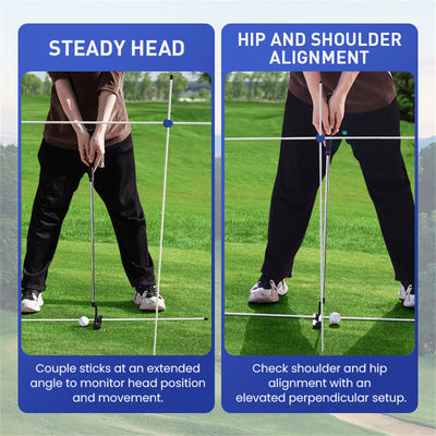 Lot de 2 tiges d'alignement pour golf, outils d'entraînement au swing, 48 pouces 