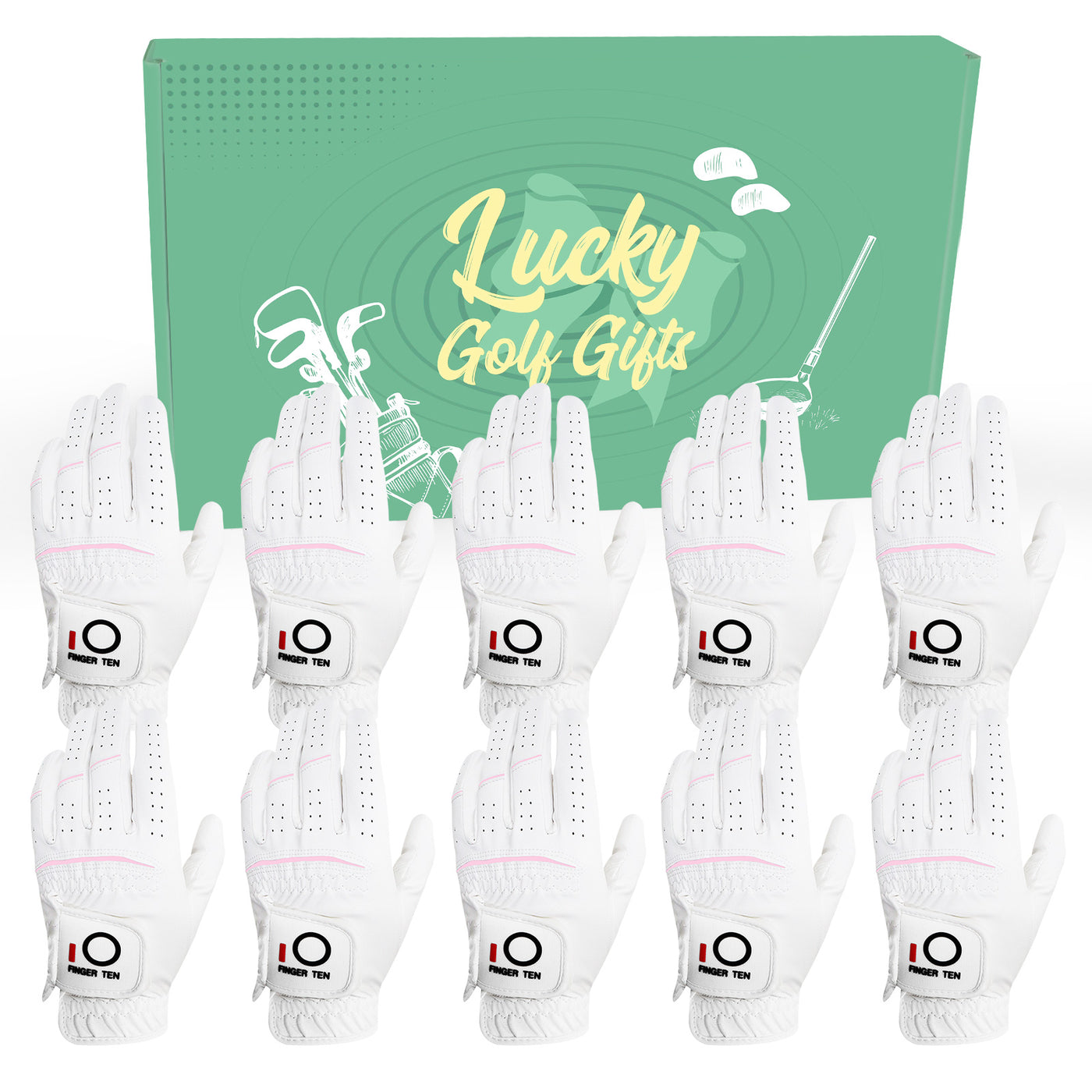 Gants de golf imperméables pour femmes avec coffret cadeau, lot de 10, adhérence améliorée par temps chaud et humide 