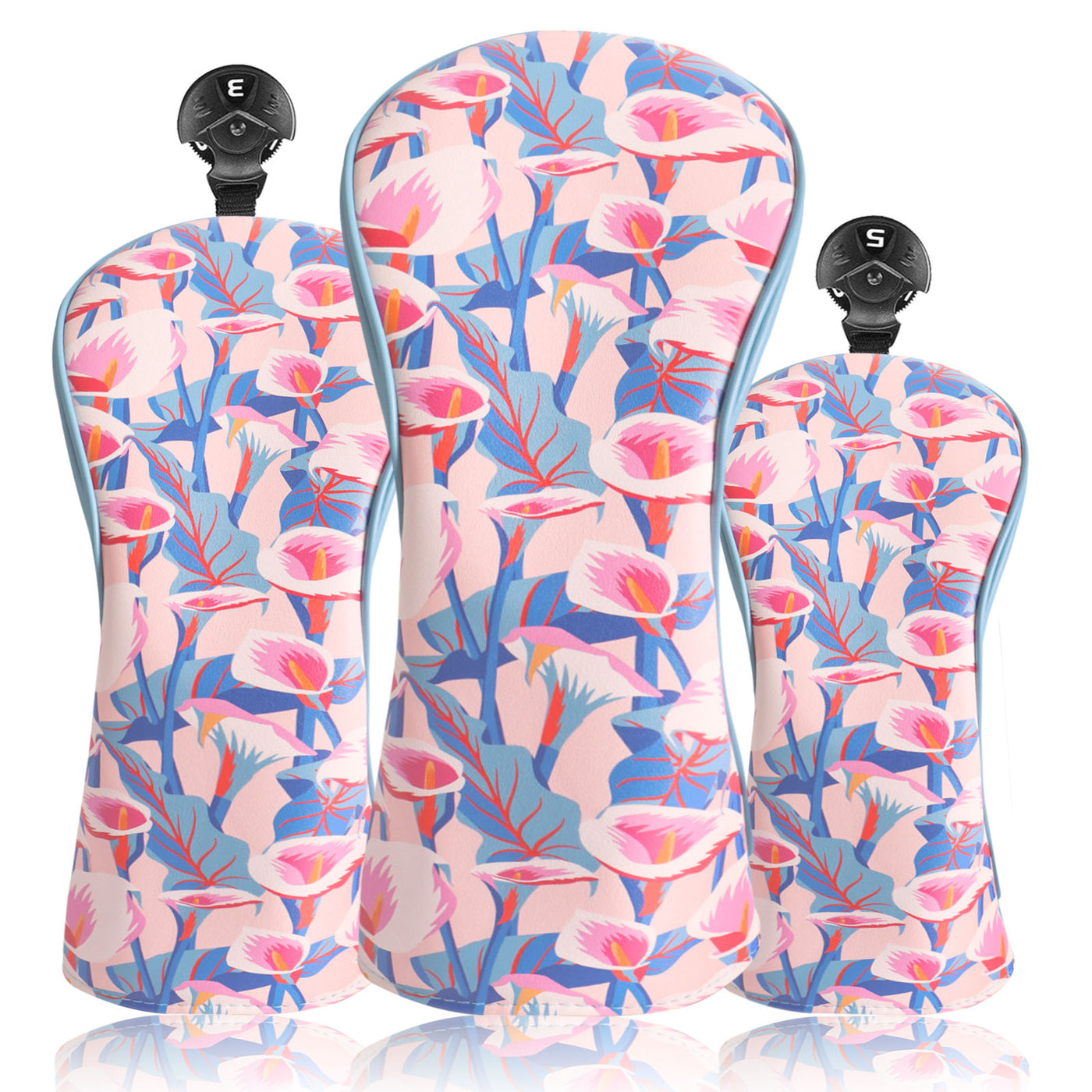 Golf Head Covers Woods  Pink Calla 3 Pack