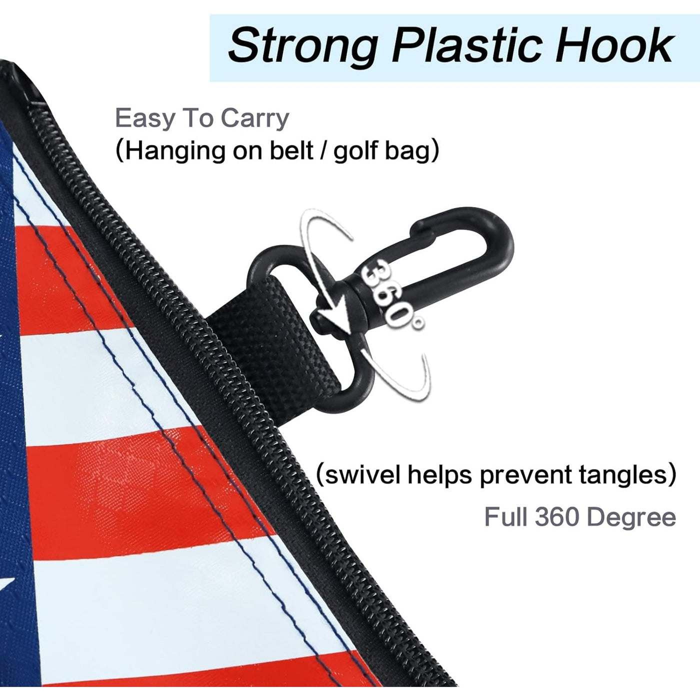 Golf Pouch Bag for Valuables Tee Color Zippered Pocket Gear Clip Hook to Bag