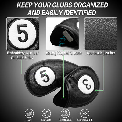 Golf  Iron Covers Magnetic 11 Pack Universal Fit