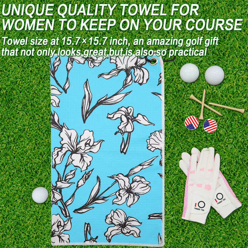 3 Pack Colorful Golf Towels with Clip for Golf Bags