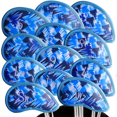 Golf Iron Head Covers 12 Piece Set Blue Diamond Universal Fit