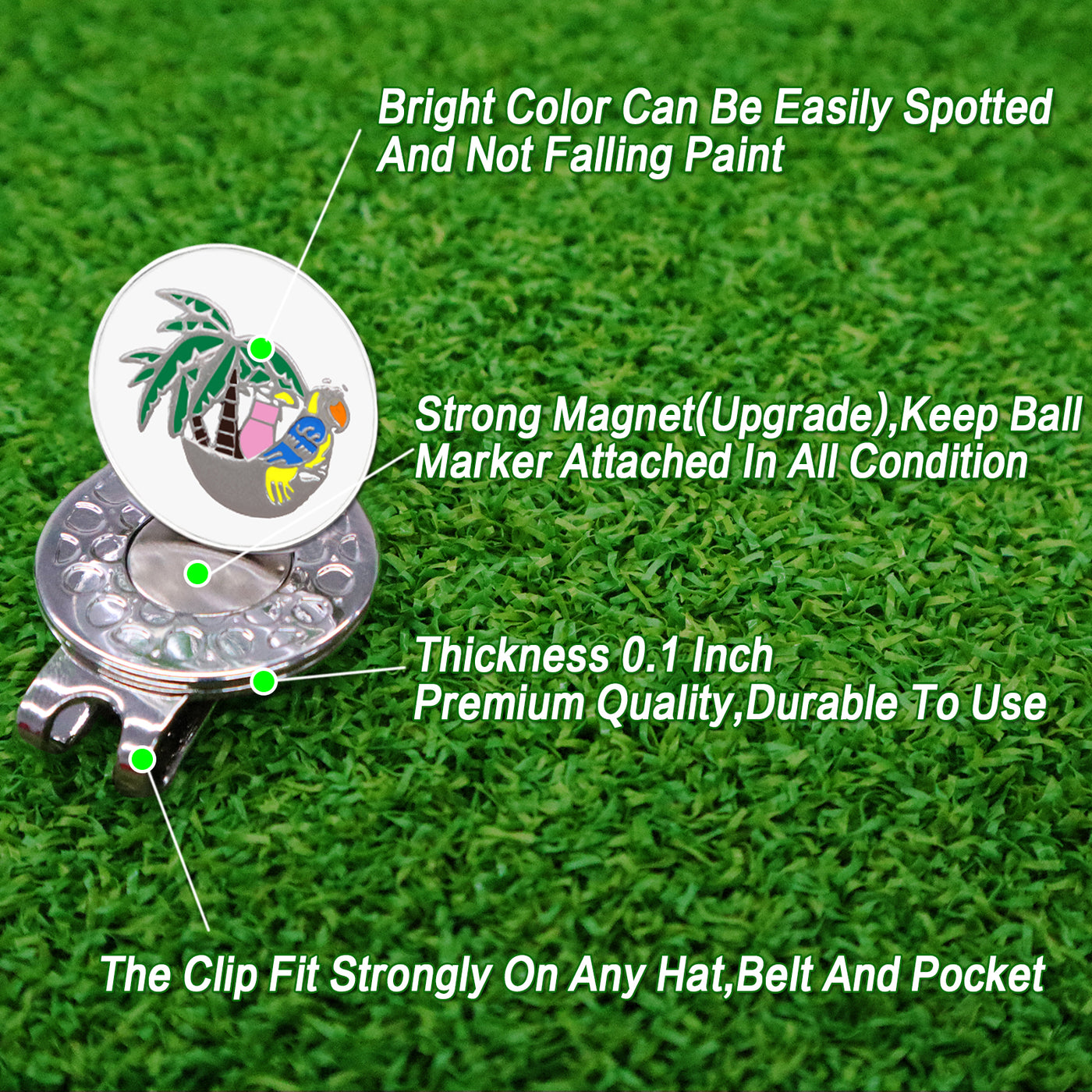 3 Pcs Golf Ball Markers with 3 Pack Hat Clip