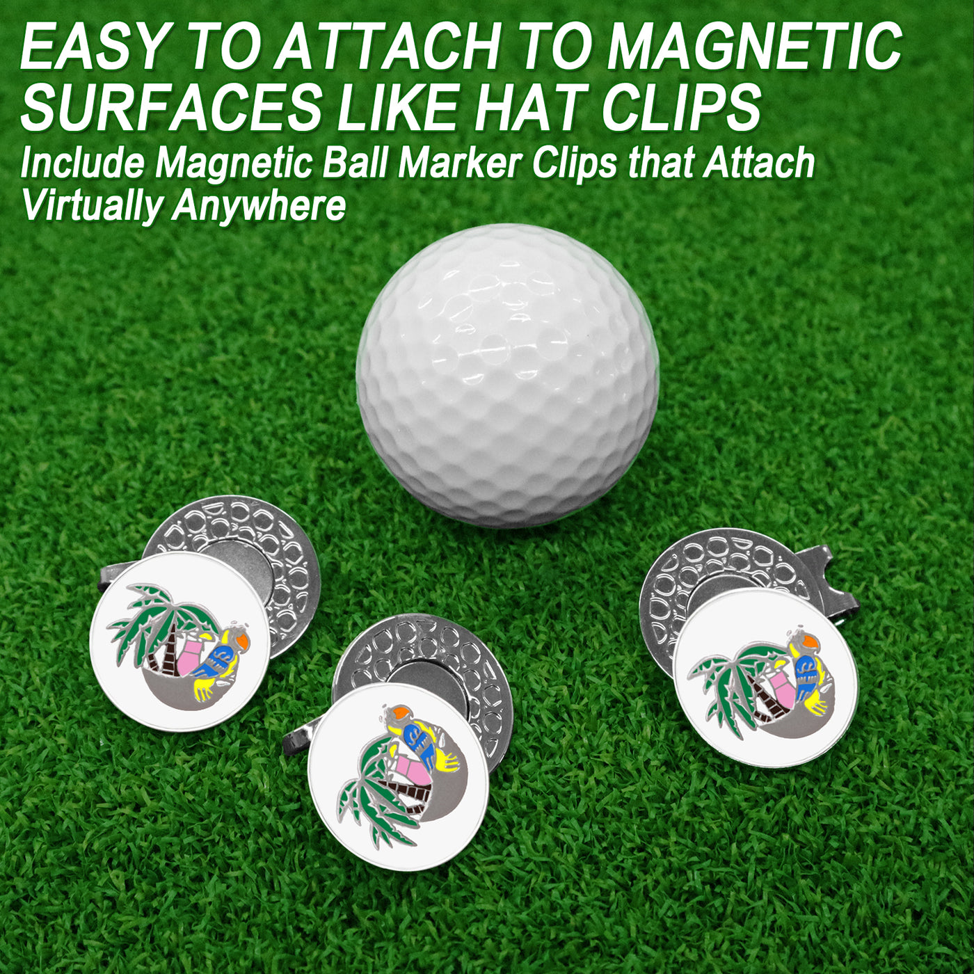 3 Pcs Golf Ball Markers with 3 Pack Hat Clip