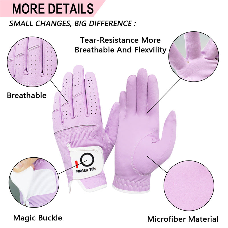 1 paire de gants de golf pour femme - Poignée pour temps chaud et humide 