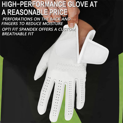 Men's Gloves White 3 Pack Soft  All Cabretta Leather Grip