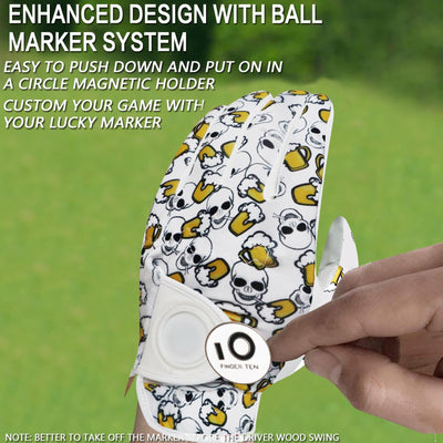 Men's Golf Gloves Beer Skull All Weather Grip Value 2 Pack