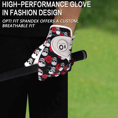 Men's Golf Gloves Rose Skull All Weather Grip Value 2 Pack