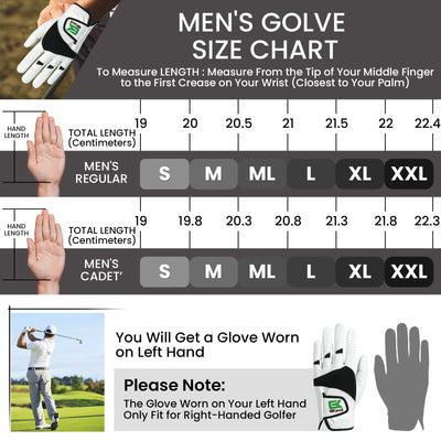 Men's Golf Glove All Weather Leather Value 2 Pack