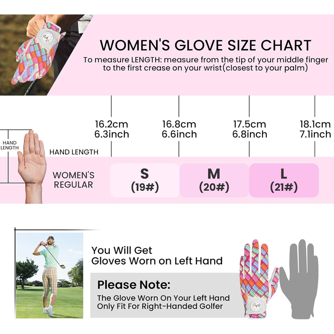 Women's Golf Glove Printed Colored Combo 2 Pack