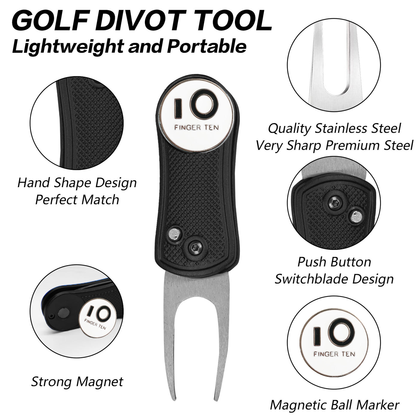 Lot de 2 outils de relèvement de gazon de golf avec marqueur de balle 