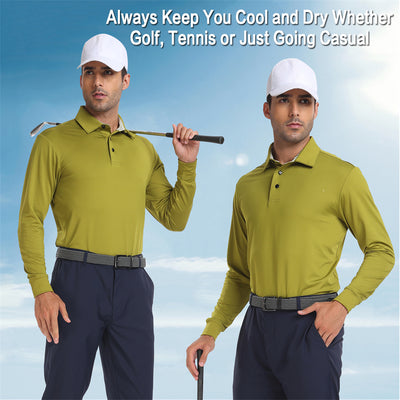 Performance Fit Long Sleeve Golf Shirt Men White