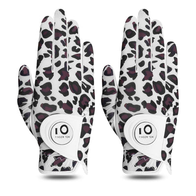 Ladies Golf Gloves Printed Leopard Stripes Colored 2 Pack