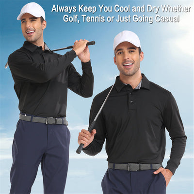 Performance Fit Long Sleeve Golf Shirt Men Black