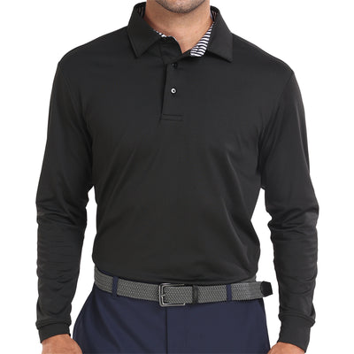 Performance Fit Langarm Golfshirt Herren Blau 