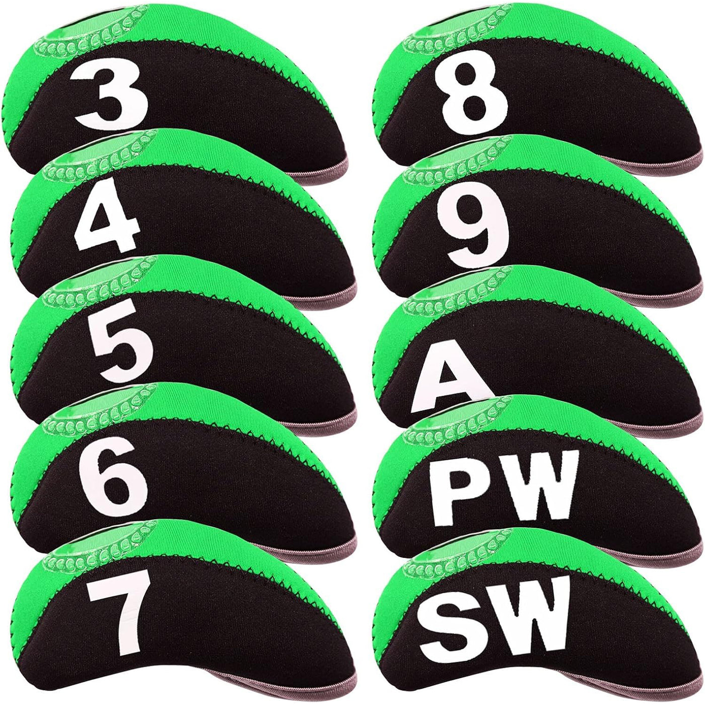 Golf Iron Covers Set Neoprene with Top Window 10 Pack