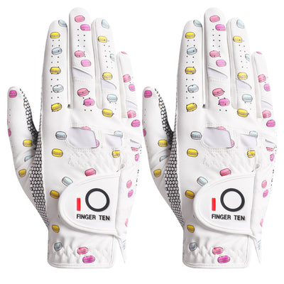 Lot de 2 gants de golf pour femme, extra-adhérents, respirants, Weathersof Macaron 