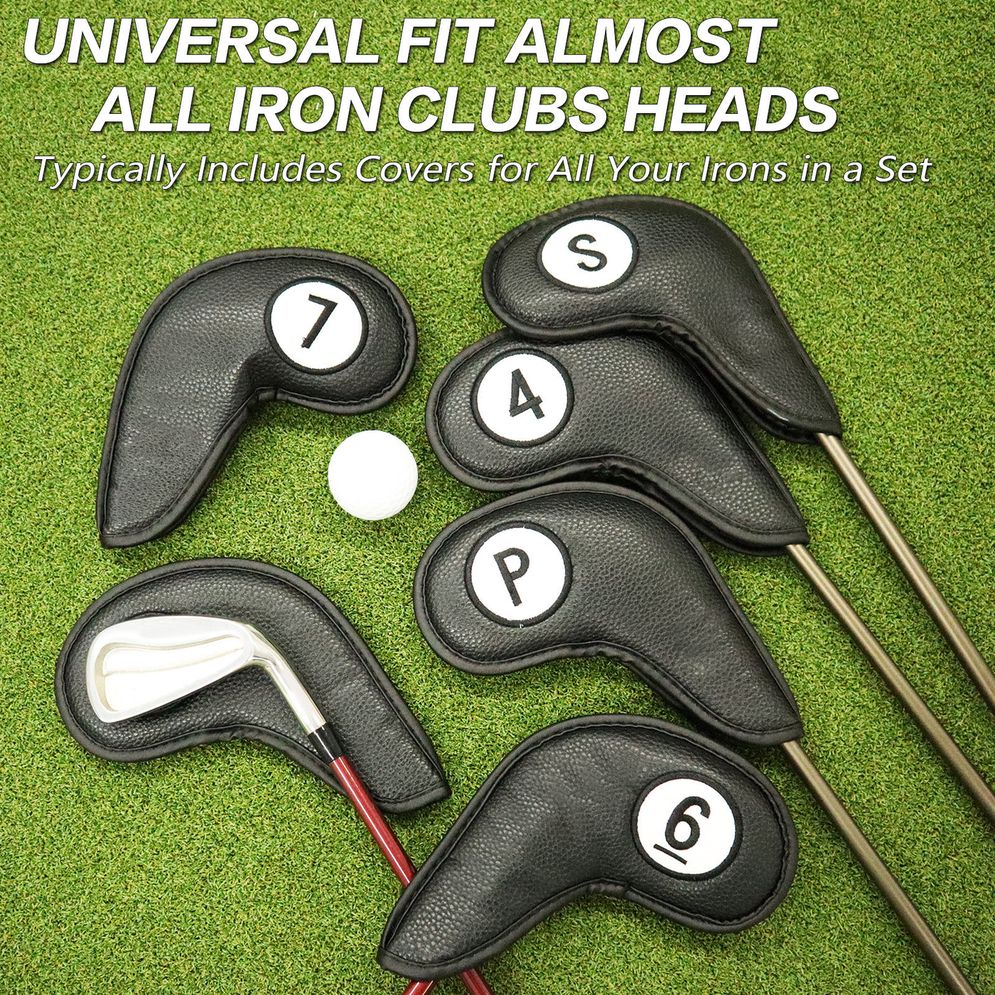 Golf Club Covers for Irons Magnetic Long Neck Value 9 Pack with Gift Box