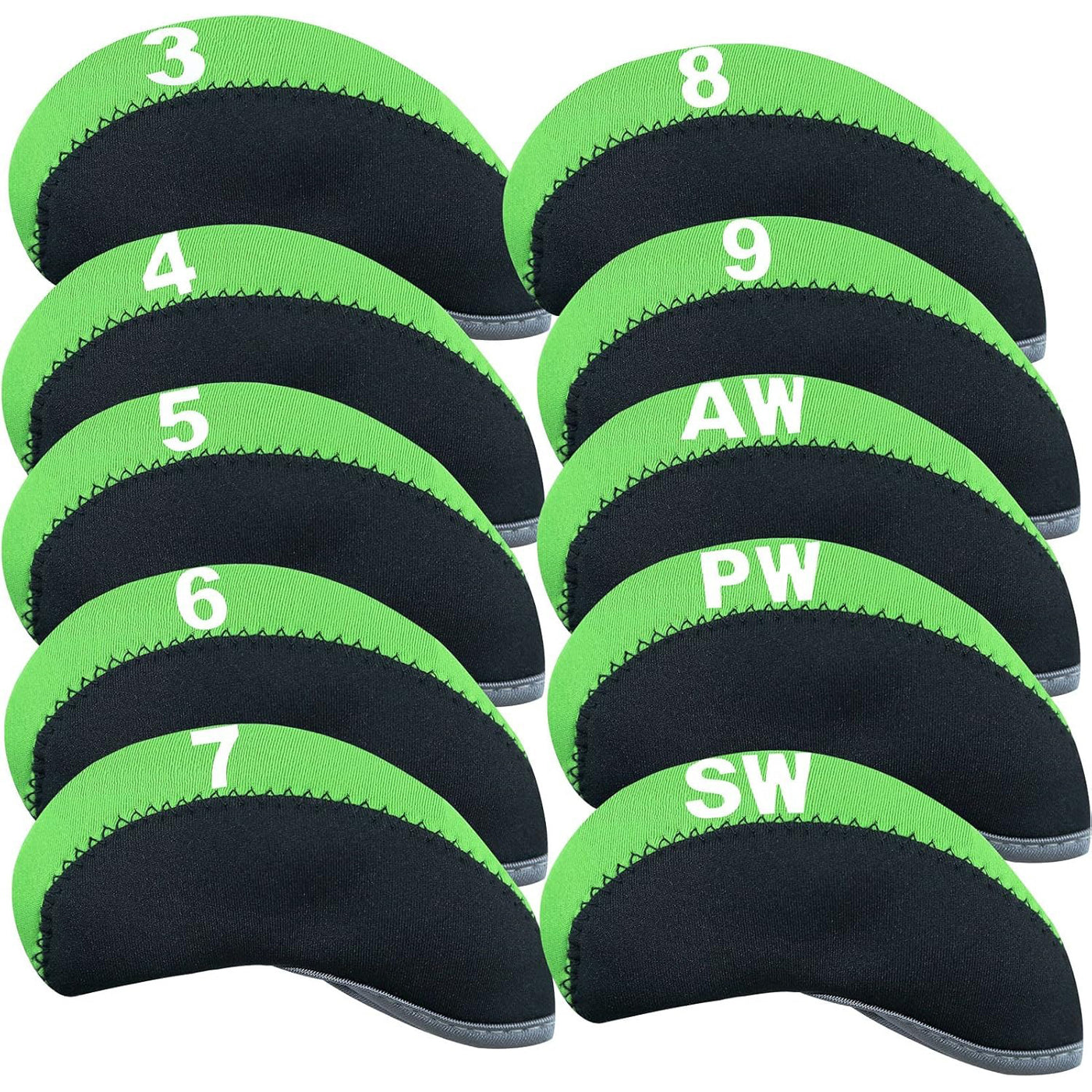 Golf Iron Covers Set Neoprene Club Headcover Value 10 Pack