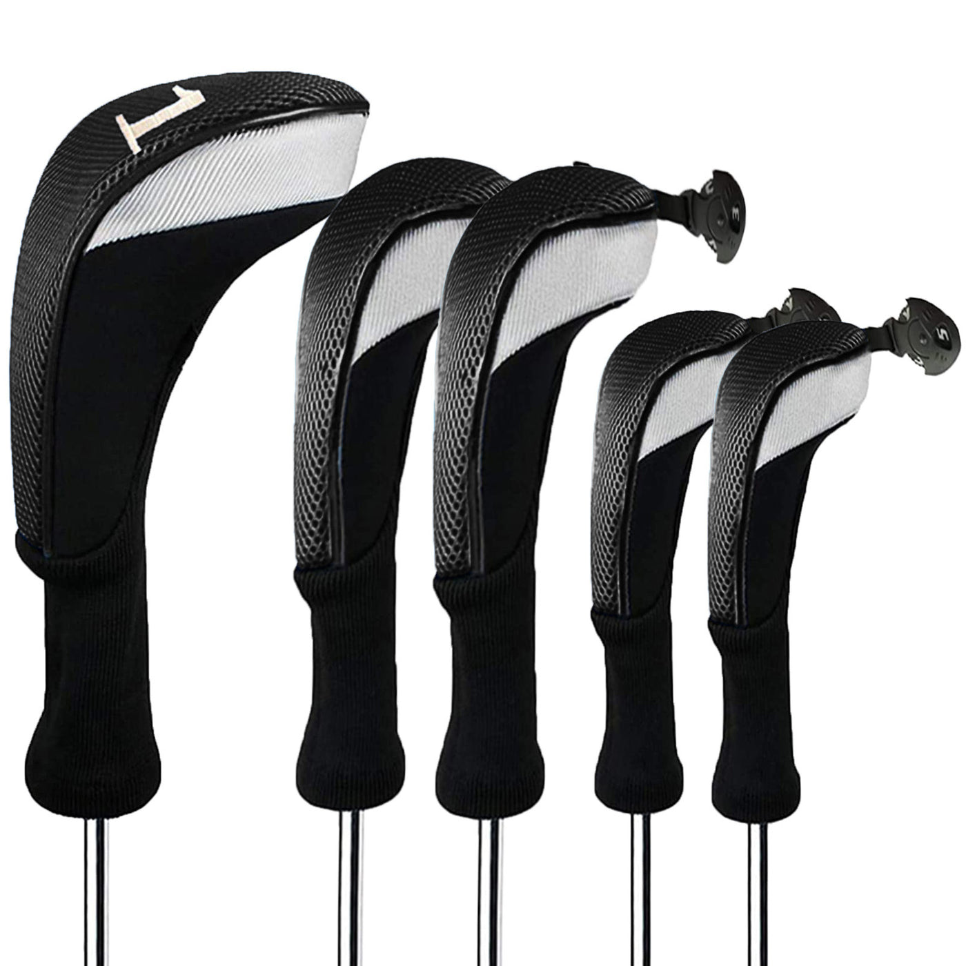 Golf Club Head Covers for Woods Driver Fairway Hybrid Value 5 Pack