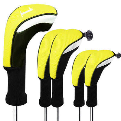 Lot de 5 housses de protection pour tête de club de golf Woods Driver Fairway Hybrid