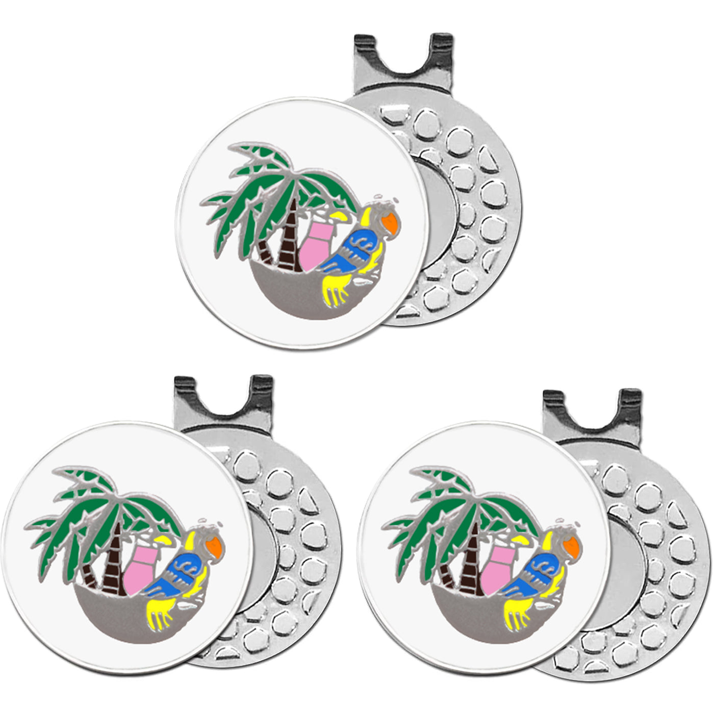 3 Pcs Golf Ball Markers with 3 Pack Hat Clip